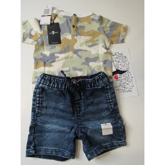 7 for all Mankind Baby Boy Camo / Jean Short Outfit Set Size 12mo. (Macy's)  2pc - Picture 5 of 5